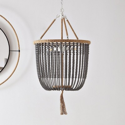 Angie 18" Grey Acrylic Beaded Pendant Light