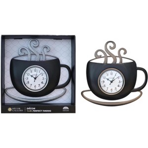 J&V TEXTILES Latte Cup Clock, Plastic, Farmhouse Style, 11.5 x 1.375 x 11 inches - 1 of 2