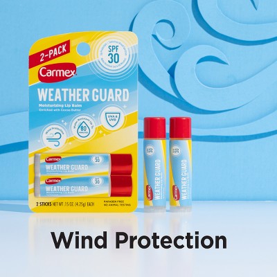Carmex Weather Guard Broad Spectrum SPF 30 Original Flavor Lip Balm - 0.03oz/2pk: Paraben-Free, Cocoa Butter