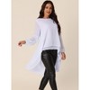 Seta T Women's Lantern Long Sleeve Round Neck High Low Irregular Hem Casual Blouse - 2 of 4
