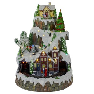 Northlight 17" LED Lighted and Animated Christmas Village with Moving Train - 1 of 4