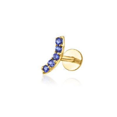 RS Pure by Ross-Simons Sapphire-Accented Curved Single Flat-Back Stud Earring in 14kt Yellow Gold