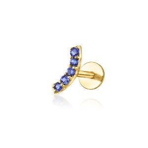 Pure Collection by Ross-Simons Sapphire-Accented Curved Single Flat-Back Stud Earring in 14kt Yellow Gold - 1 of 4