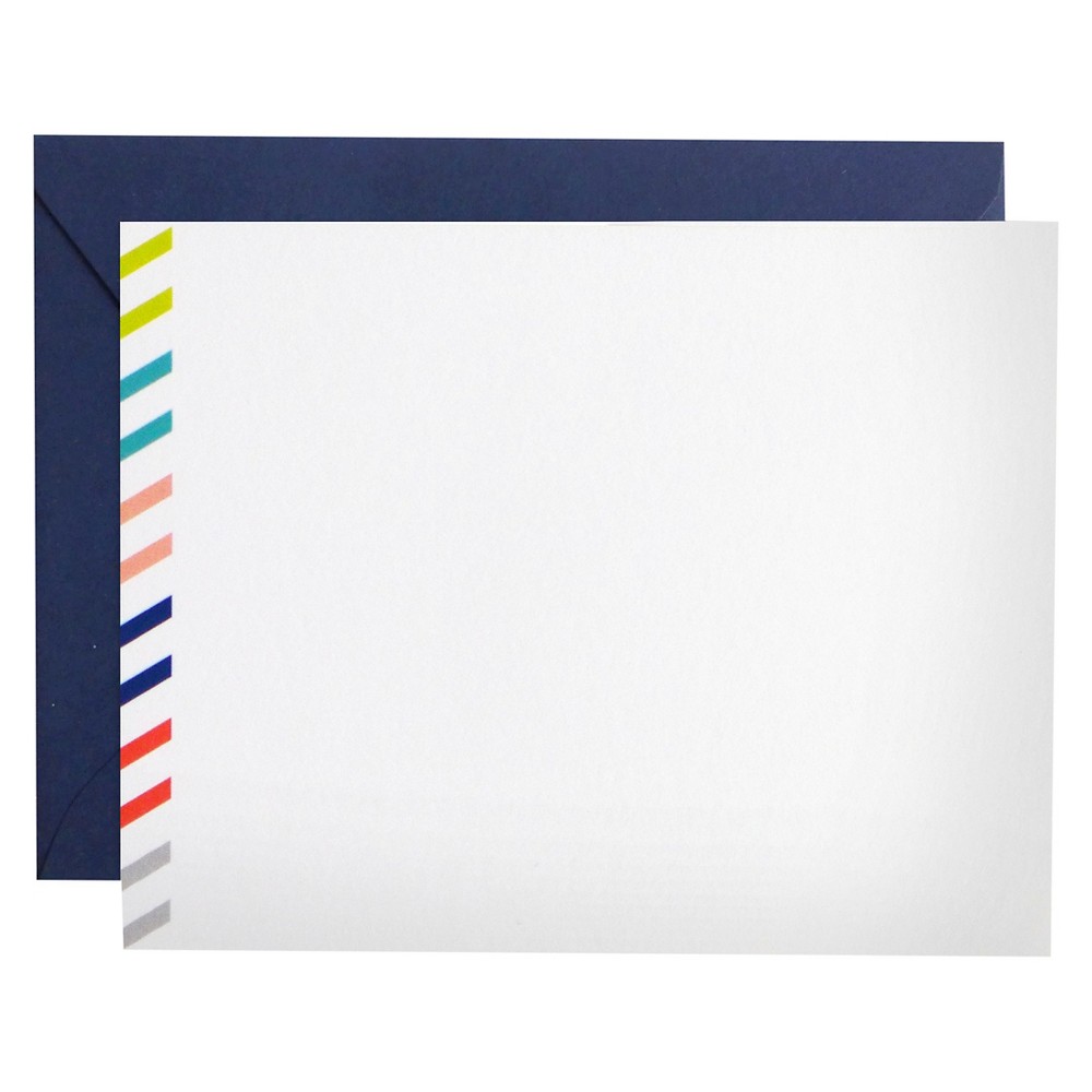 8ct Airmail Notecards: Single Panel Decorative Notecard Packs with Envelopes, Multicolor Stripes, All Occasions