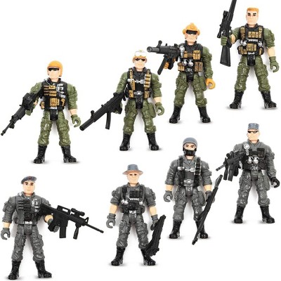 8-Pack Military SWAT Soldiers Action Figures, Special Force Army Men Toy Soldier Set with Accessories, 4.5” Tall