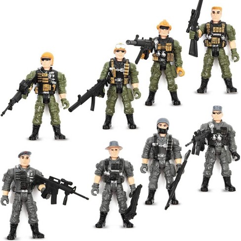 8 pcs Military Green Action Figures Plastic Toy Soldiers Army Men 