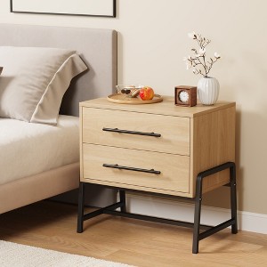 Small Nightstand with 2 Drawers, Small Bedside End Table Metal Frame Modern Night Stand Furniture for Bedroom, Hallway, Closet, Small Space - 1 of 4