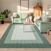 Large Accent Rug 10x13 - Modern Bordered Washable Indoor Carpet with Non-Slip Backing, Green - 4 of 4