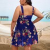 Swimsuits for Women Floral One Piece Swimsuits Tank Swim Dress U Neck Flowy Swimsuits Floral Bathing Dress - 2 of 4