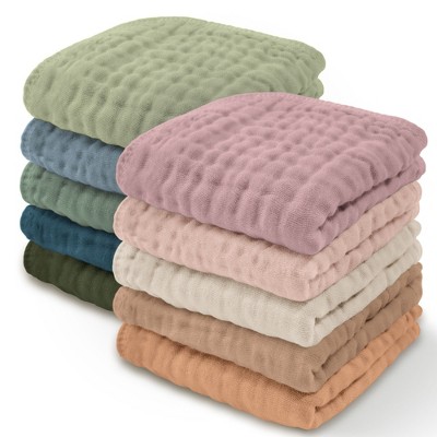 Baby Washcloths Muslin Cotton, Large 10”x10” by Comfy Cubs