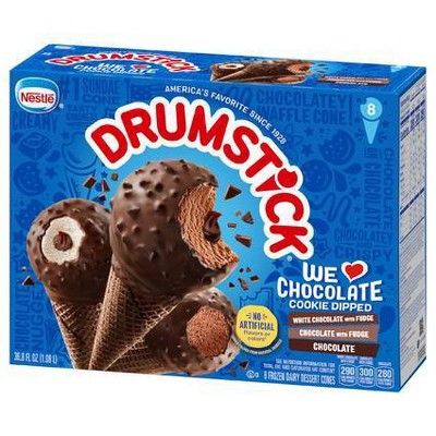 Nestle We Love Chocolate Cookie Frozen Dipped Drumstick - 8ct