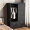 ORRD Tall Armoire Wardrobe with Hanging Rod, Barn Door, Drawers & Shelves - Bedroom Closet Storage Cabinet - 2 of 4