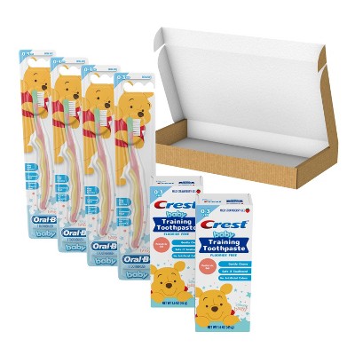 Crest Training Toothpaste Kit - 2 Strawberry Toothpastes - 1.6oz + 4 Winnie the Pooh Toothbrush