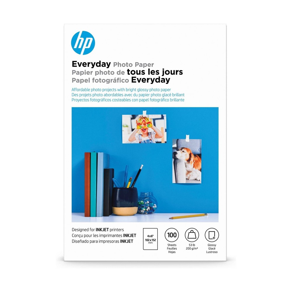 Photos - Desk Organiser HP 4x6 100ct Everyday Glossy Photo Paper - CR759A 