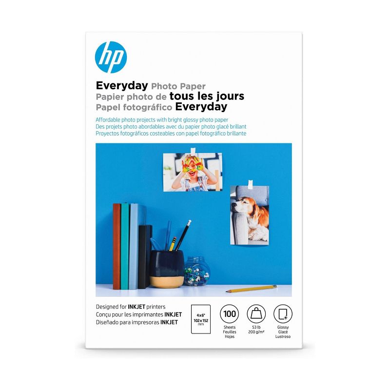 HP 4x6 100ct Everyday Glossy Photo Paper - CR759A, 1 of 4