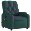 vidaXL Dark Green Massage Recliner Chair For Elderly - Manual Footrest & Back Adjustment, Vibration Massage, Cup Holders, Side Pocket, Fabric Seating - 2 of 4