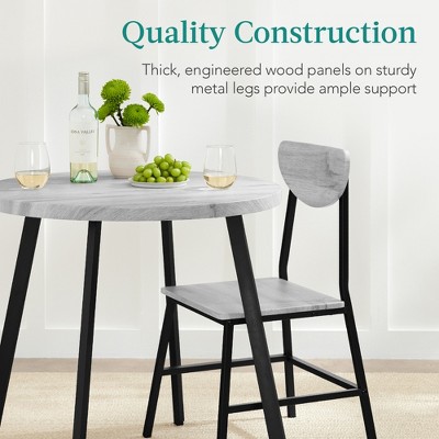 Gray Engineered Wood and Metal 3-Piece Round Dining Set