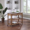 Sonoma Kitchen Cart with Stainless Steel Top Wire Brush Barnwood Brown - Boraam: Mid-Century Modern, 2 Drawers, 2 Shelves - 3 of 4