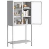 TiramisuBest 71" Freestanding Kitchen Pantry Hutch w/ Microwave Countertop, 6 Doors, 1 Drawer & Adjustable Shelves (Black) - 3 of 4