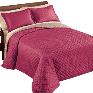 Collections Etc Classic Elegant Reversible 3-Piece Bedspread Set - 1 of 3