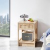 KWPZQEB 15.75" Rattan Nightstand, Bed Side Table with Drawer & Open Shelf, Modern Wooden Night Stand for Bedroom Living Room - 2 of 4