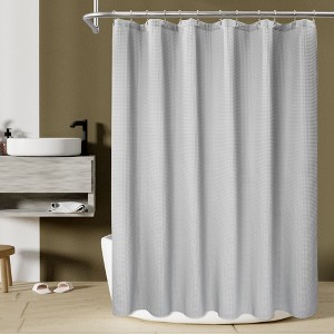 Cotton Blend Soft Waffle Weave Shower Curtain - 1 of 4