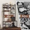 Hall Tree, Entryway Bench with Shoe Storage, Freestanding Coat Rack with Shoe Bench, 4-Tier Storage Shelves, 8 Coat Hooks, 5 Side Hooks - 2 of 4