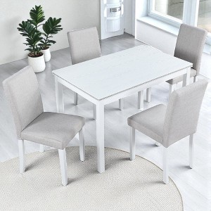 Mshliw 5-Piece Wooden Dining Table Set with Rectangular Table and 4 Upholstered Chairs, Crystal-Trim Table for Kitchen and Dining Room - 1 of 4