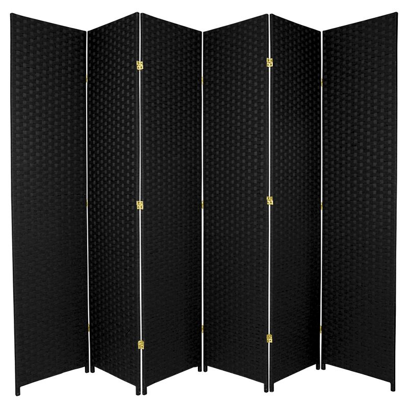 7 ft. Tall Woven Fiber Room Divider - Black (6 Panels), 1 of 6