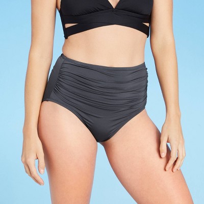 gray high waisted bikini bottoms