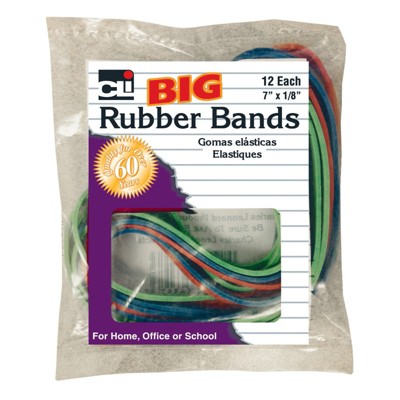 Charles Leonard Big Rubber Bands, 7" x 1/8", Pack of 12 (Case of 15)