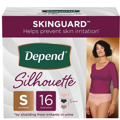 Image of Depend Silhouette Incontinence & Postpartum Underwear for Women - Maximum Absorbency - S - Black, Pink & Berry - 16ct
