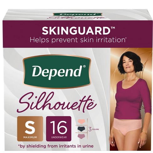 Depend Silhouette Incontinence & Postpartum Underwear For Women - Maximum  Absorbency - S - Black, Pink & Berry - 16ct : Target