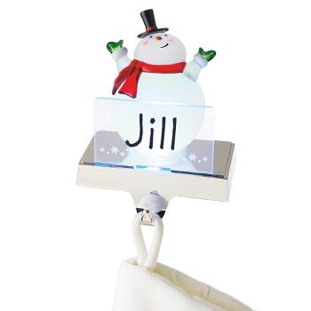 Ganz 6.75" White and Red LED Lighted Frosted Snowman Christmas Stocking Holder Foralization