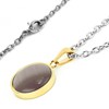 ELYA Women's Polished Cat's Eye Gold Plated Steel Pendant Necklace - 19" - 2 of 3