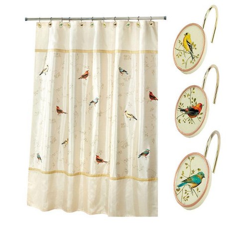 Avanti Home 12 Shower Curtain Hooks Song Birds Sparrow Bluebird