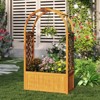 Tangkula 1/2 PCS Wooden Raised Garden Bed w/ Lattice Trellis Arched Roof Liner Drainage Patio - 2 of 4