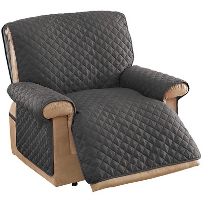 Collections Etc Reversible Spill Resistant Quilted Furniture Protector Cover with Ties - Covers Seat Bottom, Seat Back and 2 Seat Arms