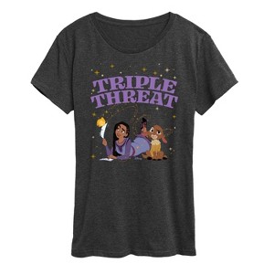 Women's - Disney - Triple Threat Asha & Star Short Sleeve Graphic T-Shirt - 1 of 4