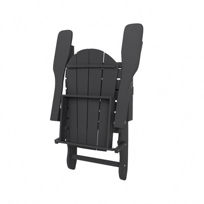 Gray HDPE Outdoor Folding Adirondack Chair with Wide Armrests