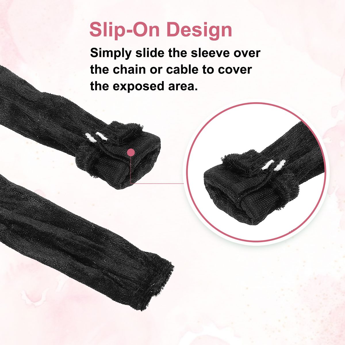 Unique Bargains Chandelier Chain Cord Cover, Fabric Cord Covers in Linen Fabric 4.92 Ft Black - thumbnail 3