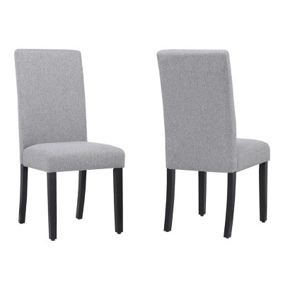 Gray Linen Upholstered Parsons Dining Side Chair with Rubberwood Legs
