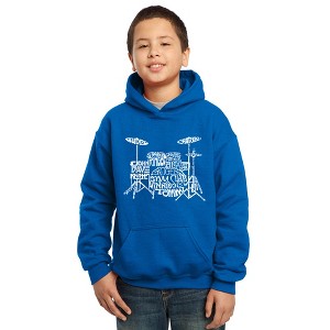 LA Pop Art Boy's Word Art Hooded Sweatshirt - Drums - 1 of 4