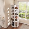 Zevemomo 6-Tier Rotating Shoe Rack Tower, 360¡ã Spinning Shoe Carousel Organizer, for Entryway, Closet, Living Room, Bedroom ¨C Holds 24 Pairs, White - 2 of 4