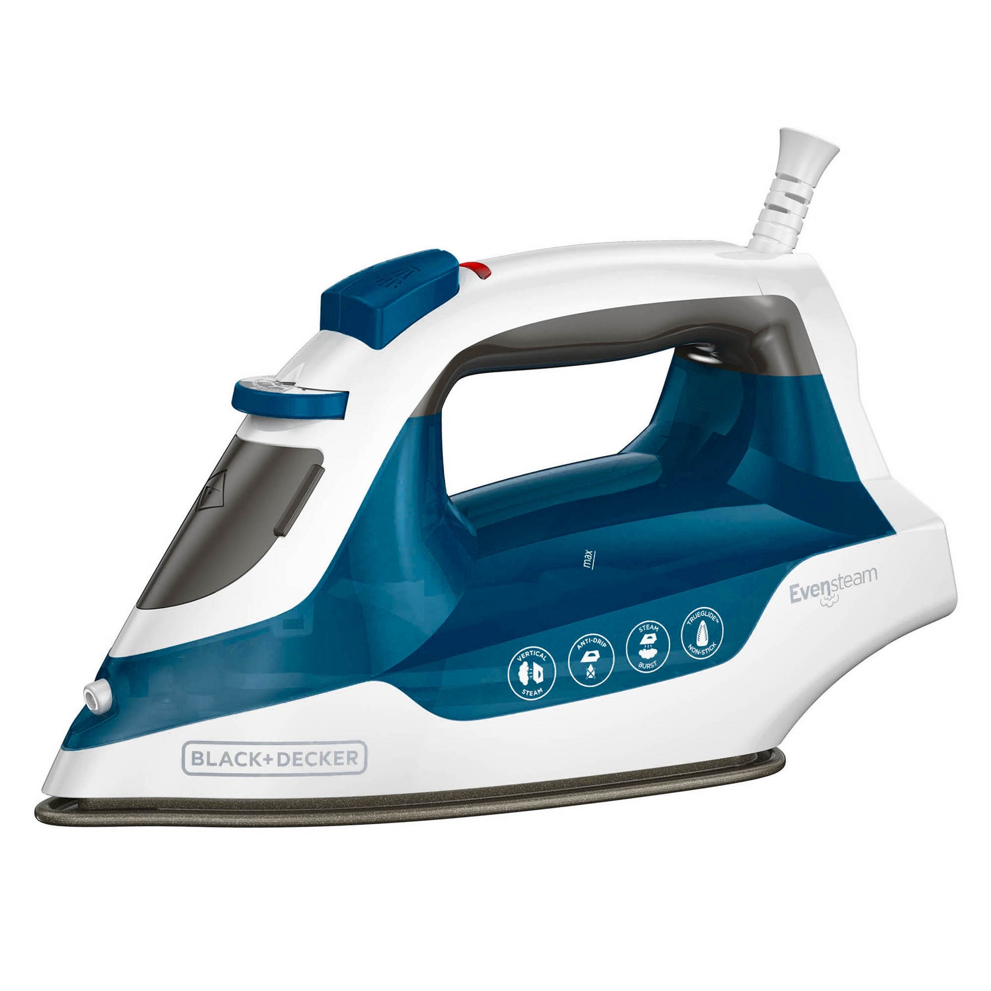 Black and Decker Easy Steam Compact Nonstick Soleplate Iron in Blue with Even Steam