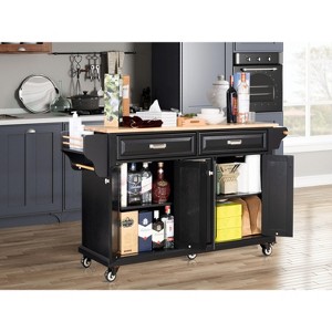 NicBex Kitchen Cart with Storage Island for Kitchen with 5 Wheels, 2 Top Drawers, Double Layered Storage Drawer, 2 Storage Cabinet - 1 of 4