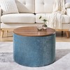 VYNXARIA 2-Piece Set Round Chenille Storage Ottoman,Equipped with a Drum Shaped Small Stool,Storage Space,and MDF Made Desktop Panel - 2 of 4