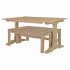 NicBex Dining Table Set for 4 Retro Rectangular Trestle Table with 2 Wood Benches for Kitchen - 4 of 4