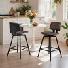 VECELO Counter Height Bar Stools Set of 2, Faux Leather Upholstered Barstools with Back Footrest and Metal Legs, Armless Bar Chairs, Brown/Gold - 4 of 4