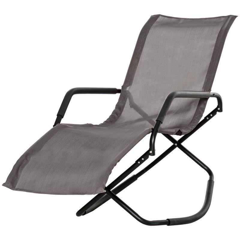 Outsunny Garden Rocking Sun Lounger Outdoor Zero-gravity Folding Reclining Rocker Lounge Chair for Sunbathing, 4 of 7